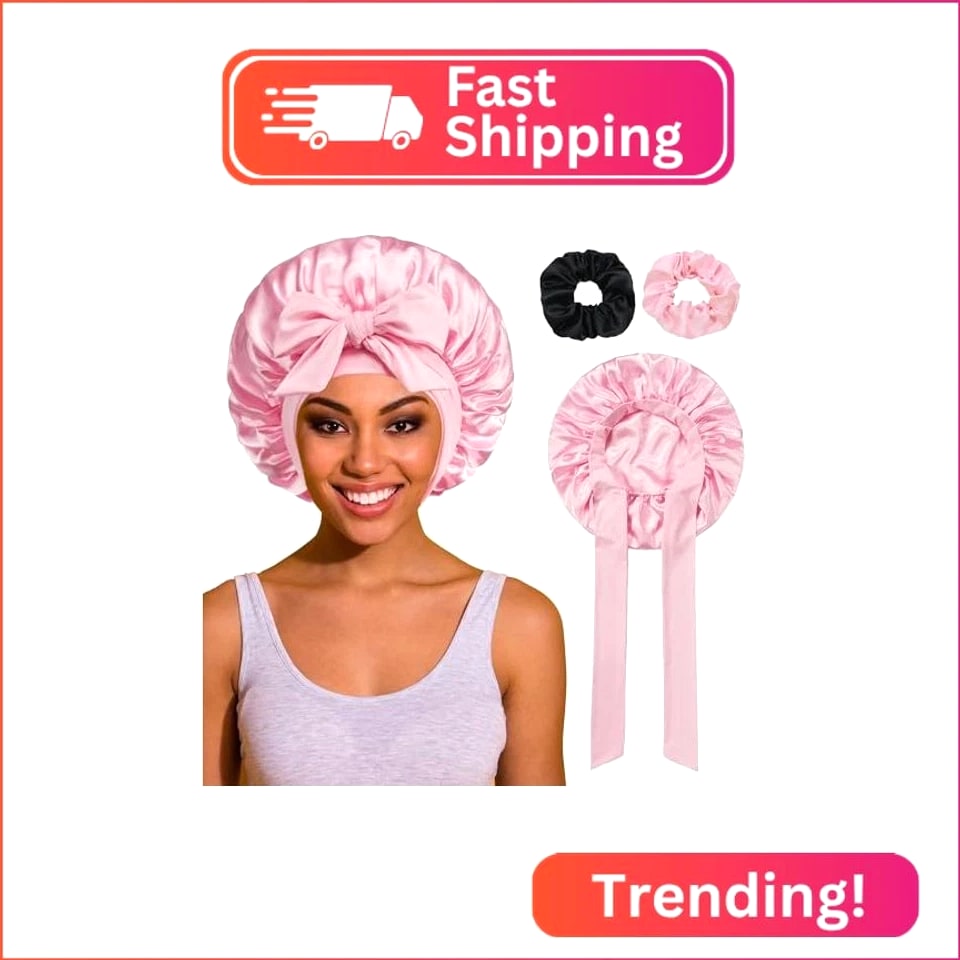 Bonnet with Tie Band, Satin Hair Silk Bonnet for Sleeping Women, Sleep Cap for