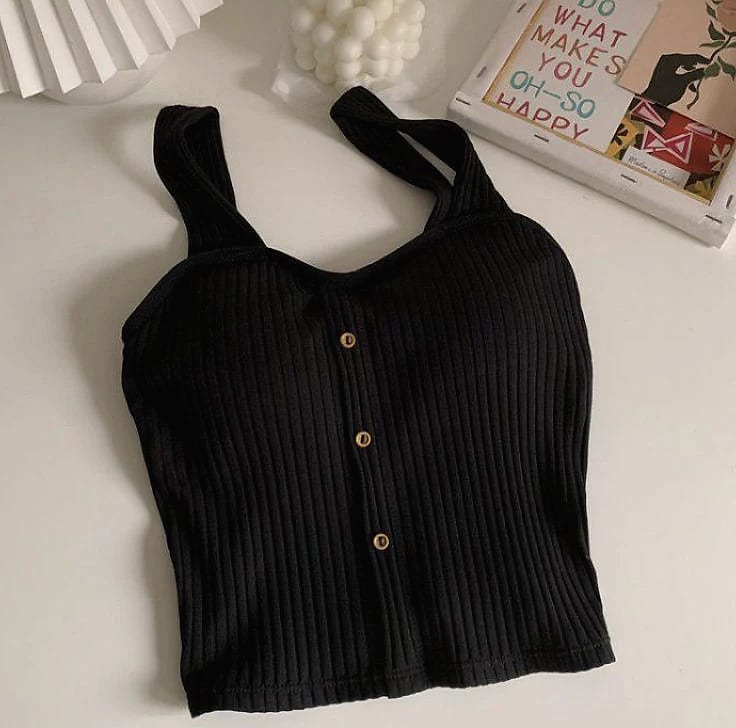 Women's Y2K Cropped Tank Top with Bra Pads and Suspenders