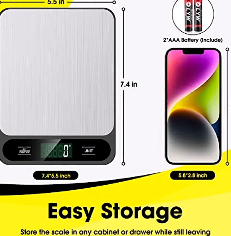 Digital Kitchen Scale 10kg 22lb with Tare Function