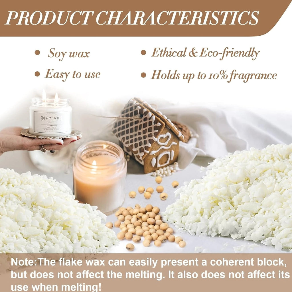 Soy Wax for Candle Making - Natural Soy Wax Flakes, DIY Scented Candles, Bulk