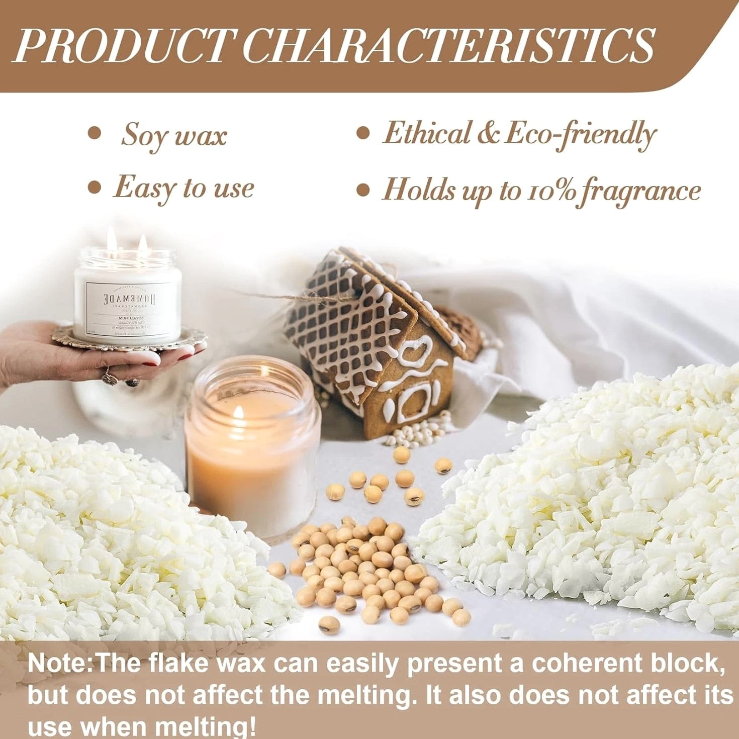 Soy Wax for Candle Making - Natural Soy Wax Flakes, DIY Scented Candles, Bulk