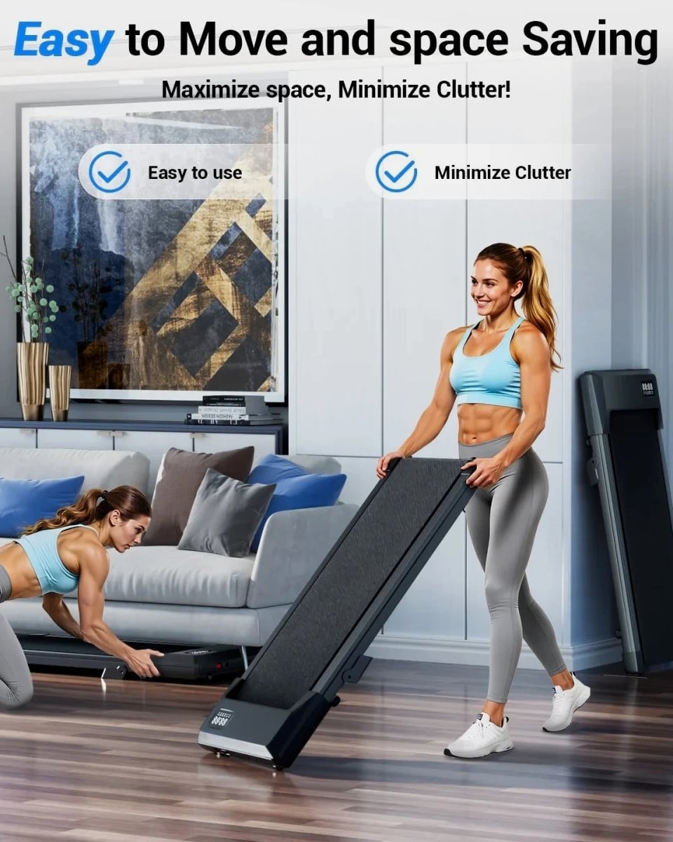 Foldable Under Desk Treadmill 2.5HP Walking Pad, 300lbs LED Remote Quiet