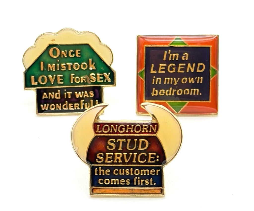 Lot of 11 Vtg 1988 Adult Humor Enamel Pins Novelty Retro Naughty Gag Gift