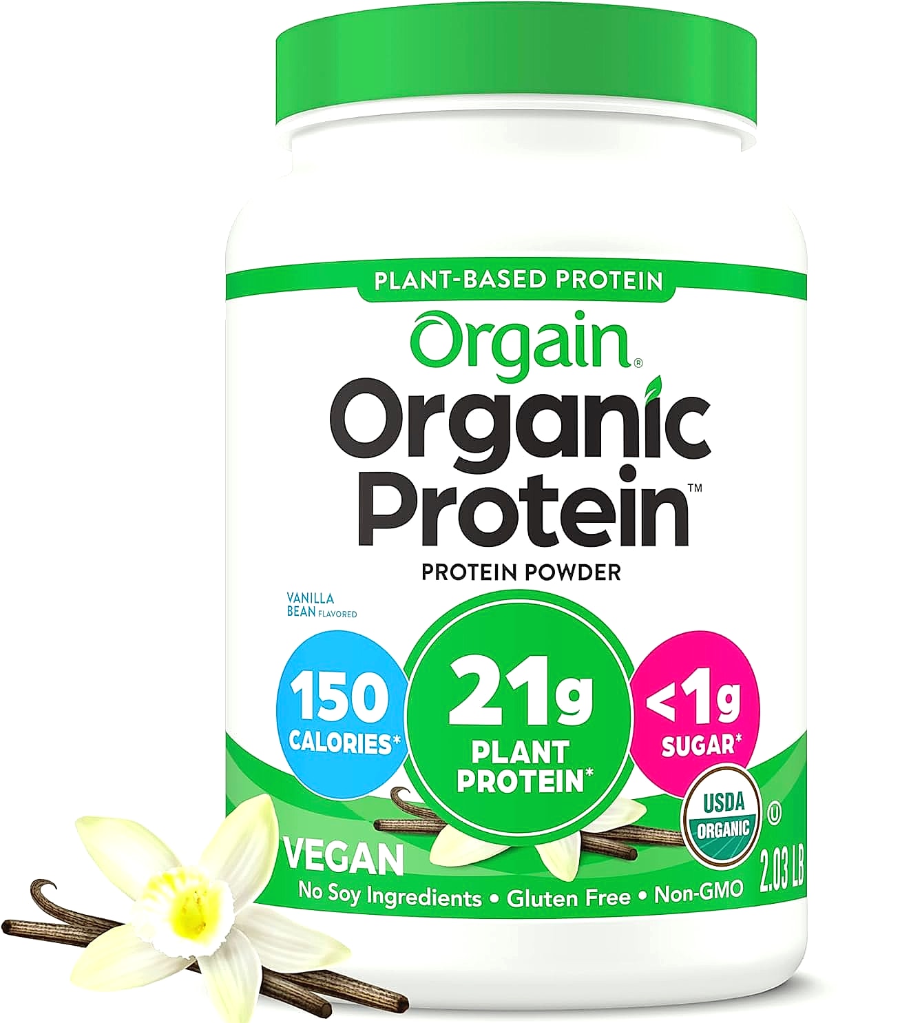 Orgain Organic Vegan Protein Powder Vanilla Bean, 21g Plant Protein