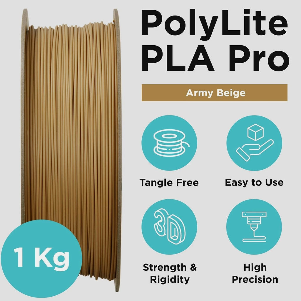 PLA PRO Filament 1.75Mm Army Beige, Powerful 3D Printer Filament 1Kg Polylite