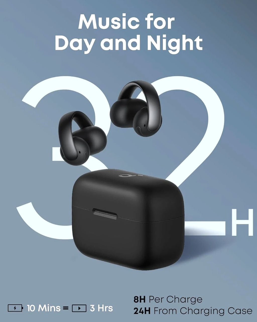 Soundcore AeroClip Open-Ear Earbuds Clip-On Headphones 4 Mic AI-Boost Clear Call