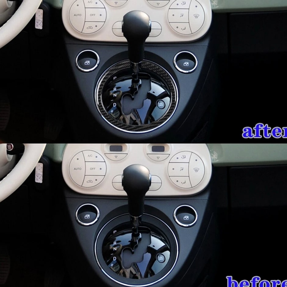 Carbon Fiber Gear Shift Cover Trim For 2012-2015 Fiat 500 Interior