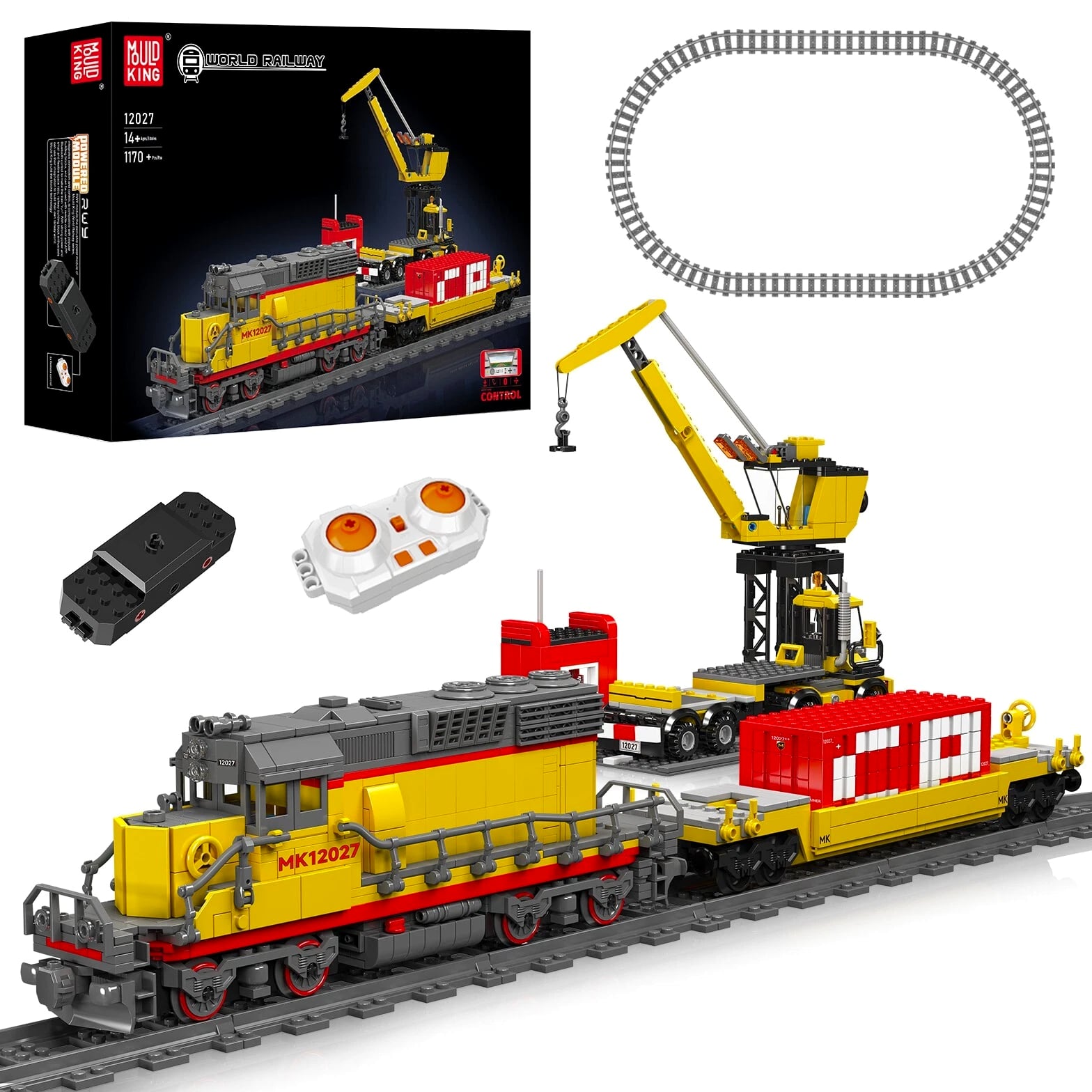 Mould King 12027 Diesel Locomotive Train Trailer Building Block Remote Control Toy