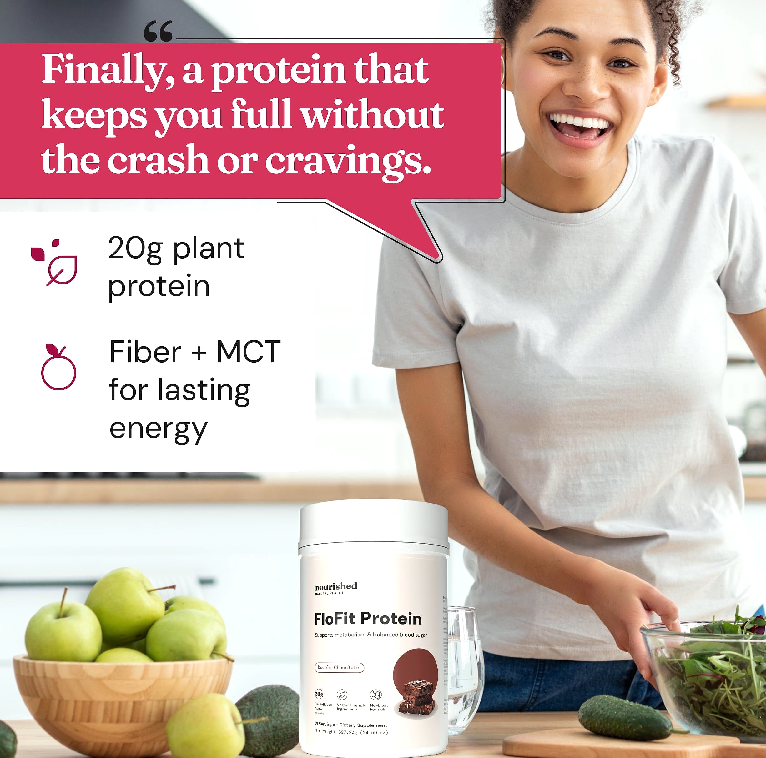 Nourished Natural Health FloFit Pea Protein Powder for Women