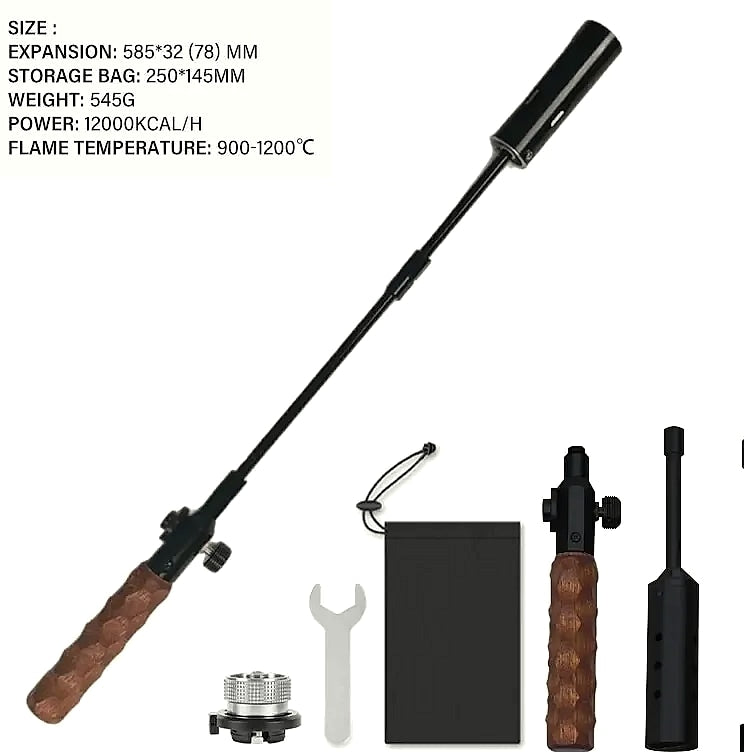Three-stage Gas Burner Torch with Wood Handle Outdoor Cooking