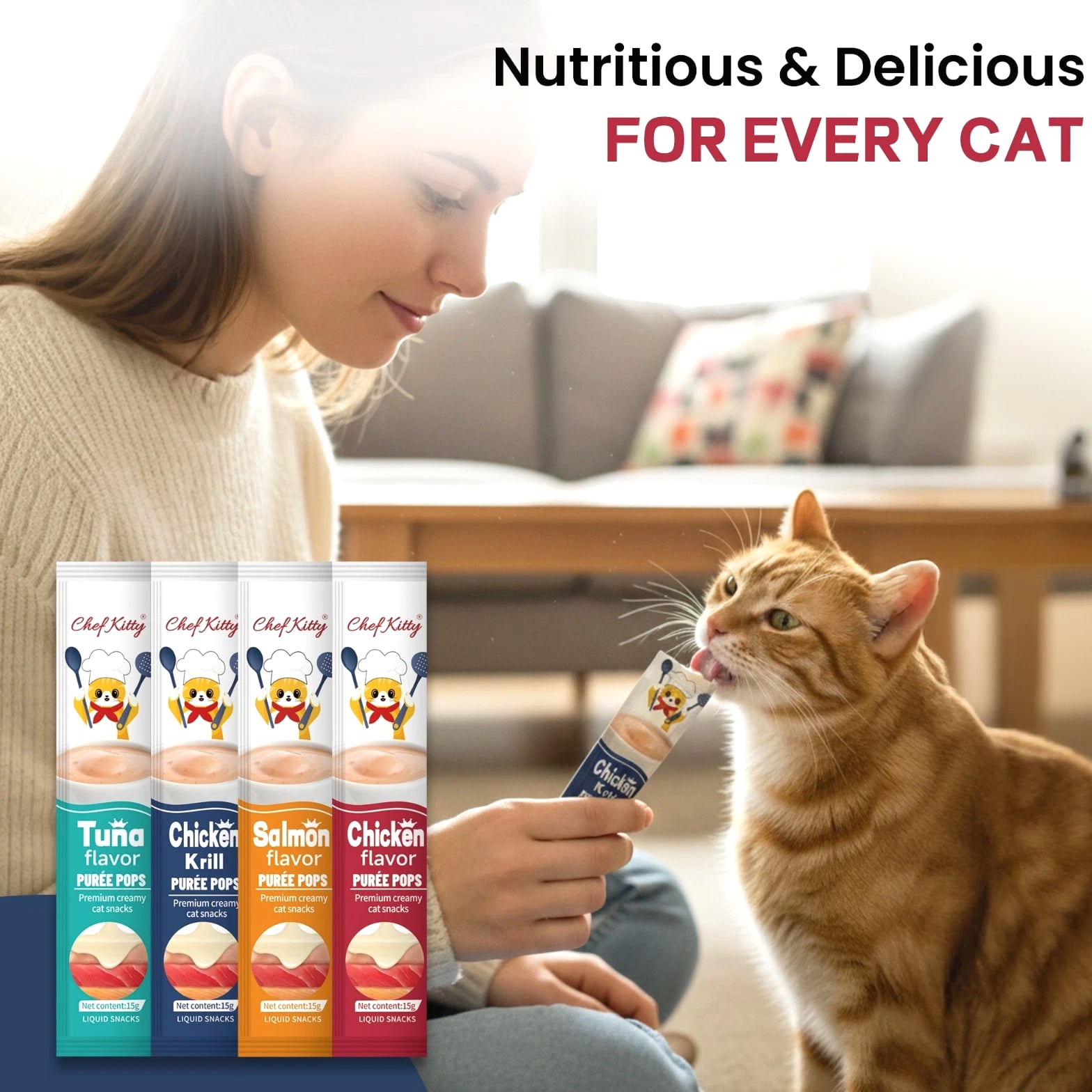 Cat Treats Lickable | Grain-Free Cat Food Toppers, Creamy Puree Mixed 20-Pack