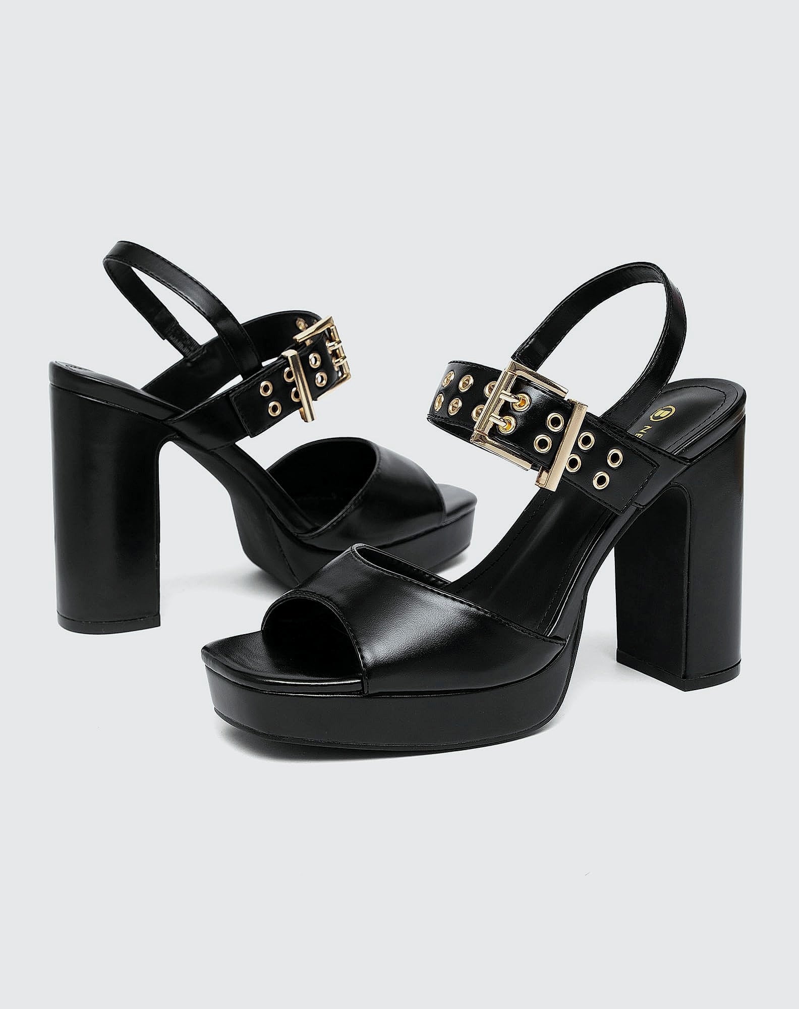 NEWBELLA Block Heel Platform Sandals with Ankle Strap