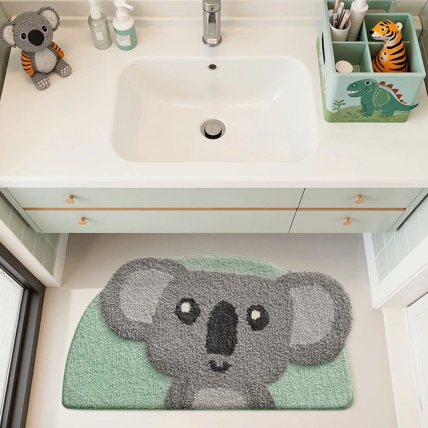 Cute Animal Thick Bathroom Rugs, Non-Slip Backing Washable Bath Mats, Plush...