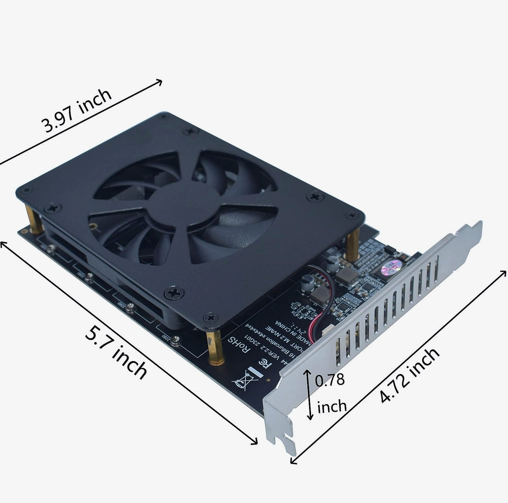 LetLinkSo M.2 PCIe x16 Gen4 Adapter for 4 NVMe SSDs