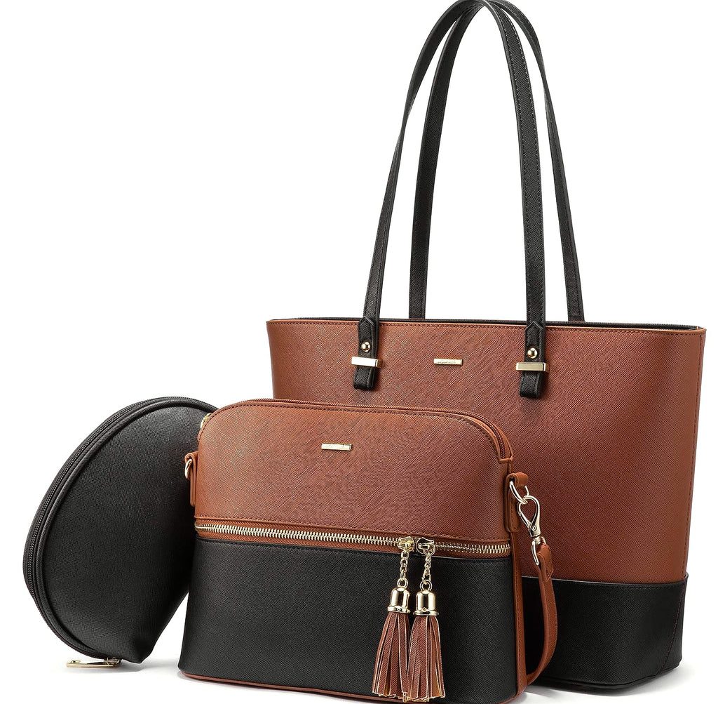LOVEVOOK 3-Piece Handbag Set with Shoulder Bag, Satchel, and Hobo Purse
