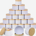 4oz White Candle Tins, 24 Pcs Matte Metal Jars With Wood Grain Lids for Making