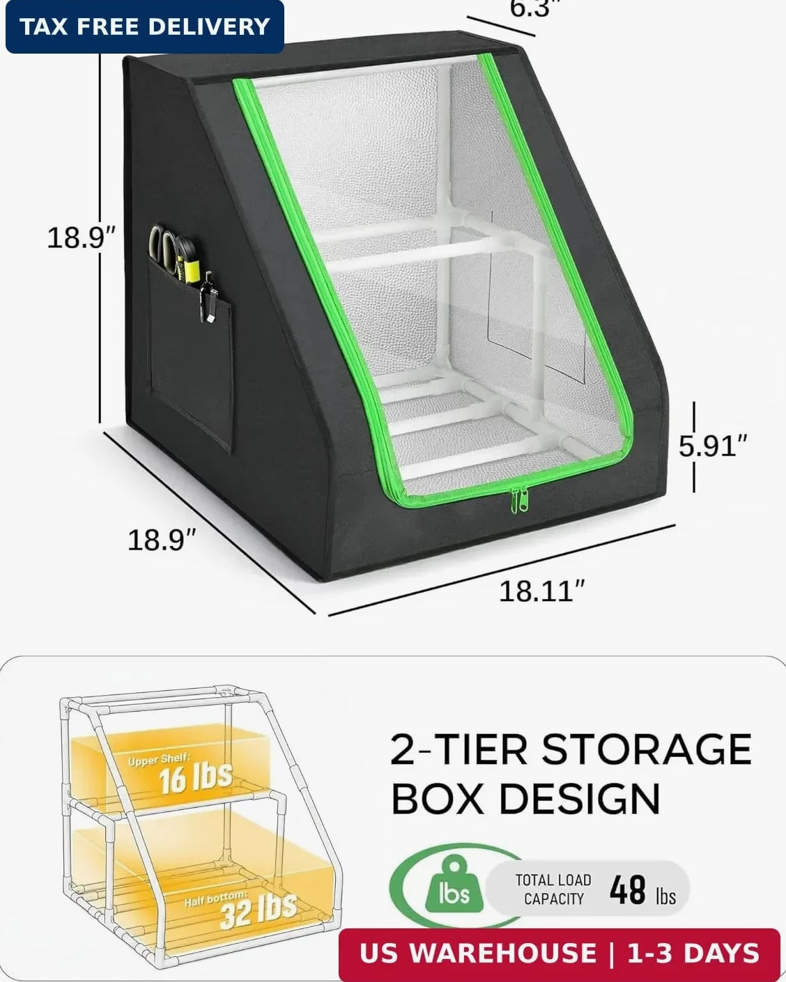 3D Printer Filament Storage Box – Holds up to 21 Spools, 2-Tier Filament Rack an