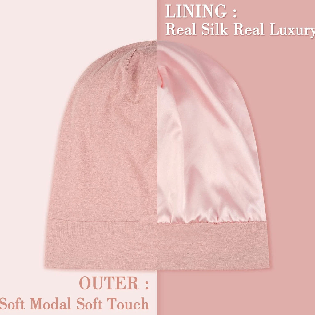 Mulberry Silk Bonnet for Sleeping Women, Real Silk Sleep Cap for Curly Hair a...