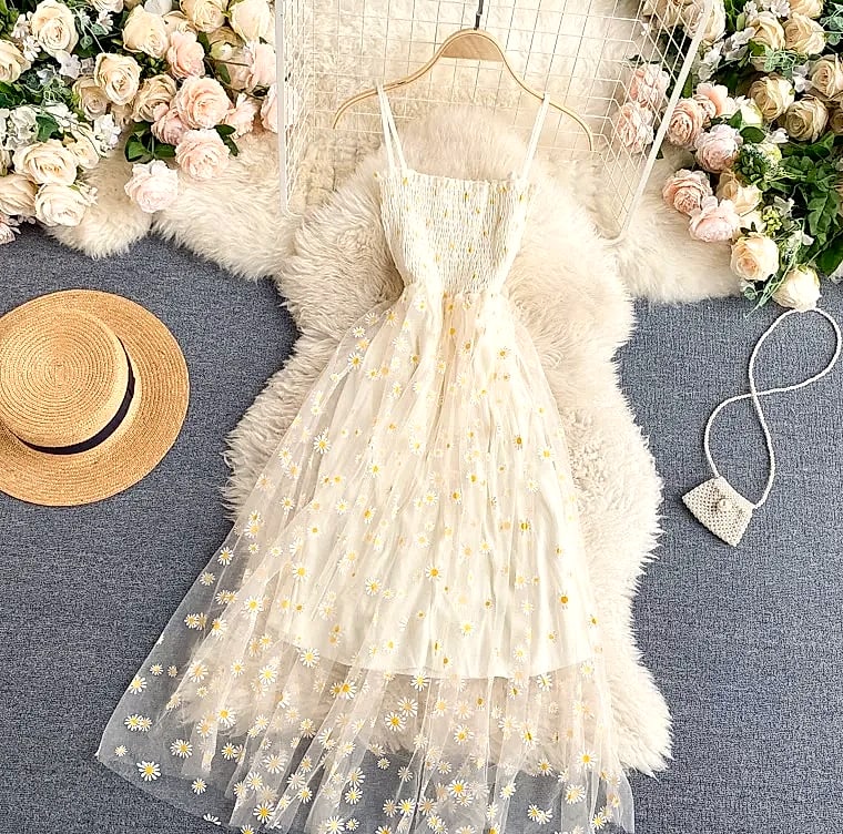 YUOOMUOO Women's Floral Print Mesh Party Dress