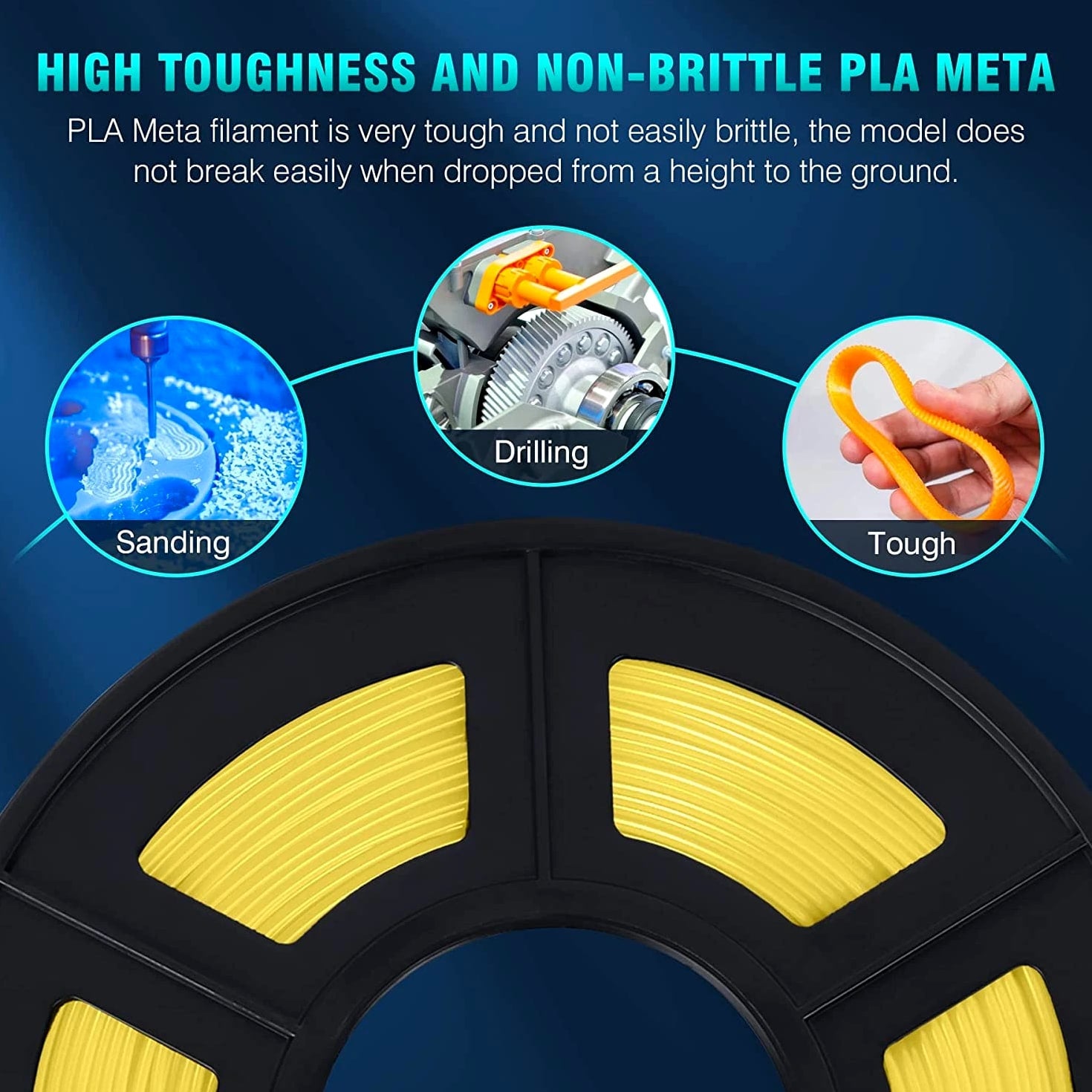 SUNLU 1KG 1.75MM High Hardness Meta PLA Filament Highly Fluid for 3D Printer