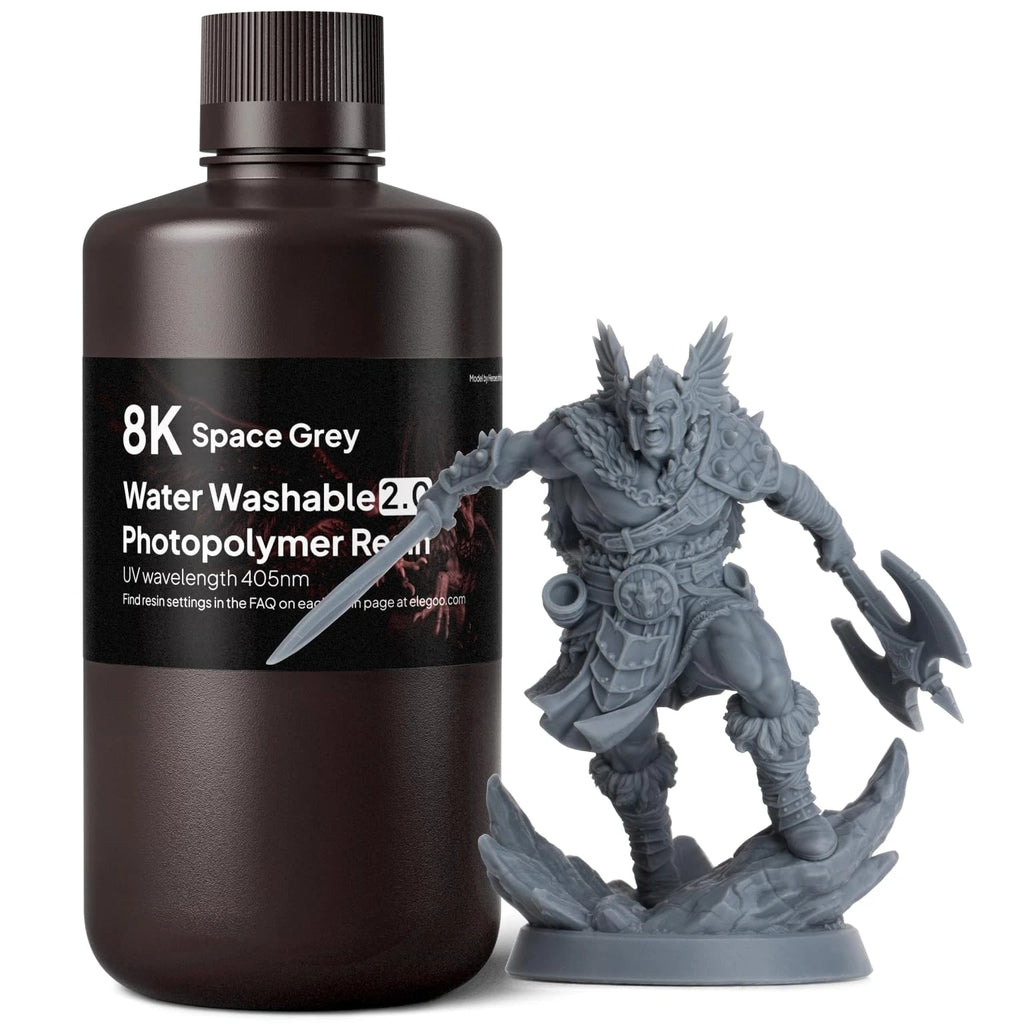 8K Water Washable 3D Printer Resin, Low Viscosity High Precision 405nm UV-Curing