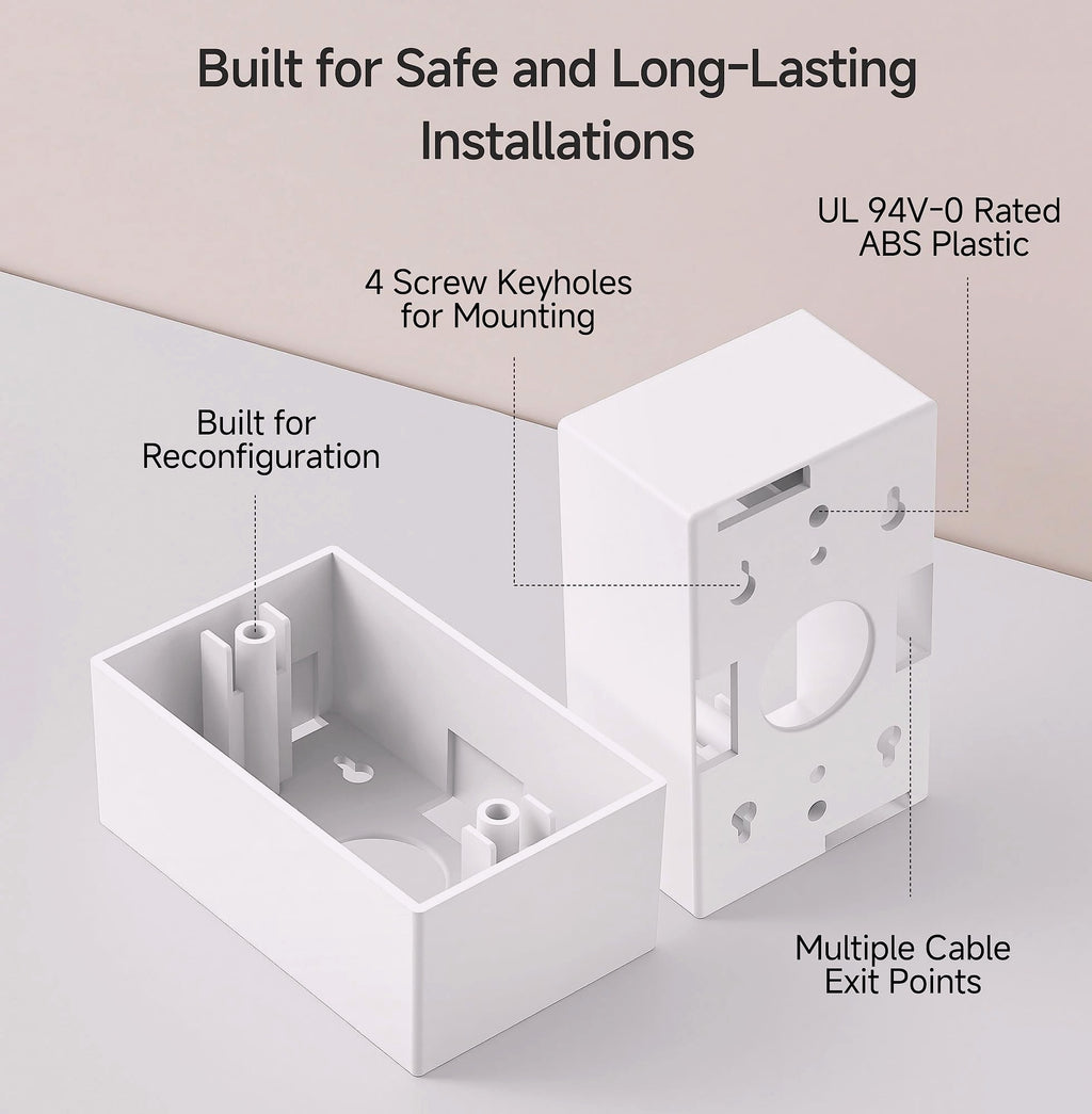Cable Matters 5-Pack Single Gang Low Voltage Surface Mount Backbox White