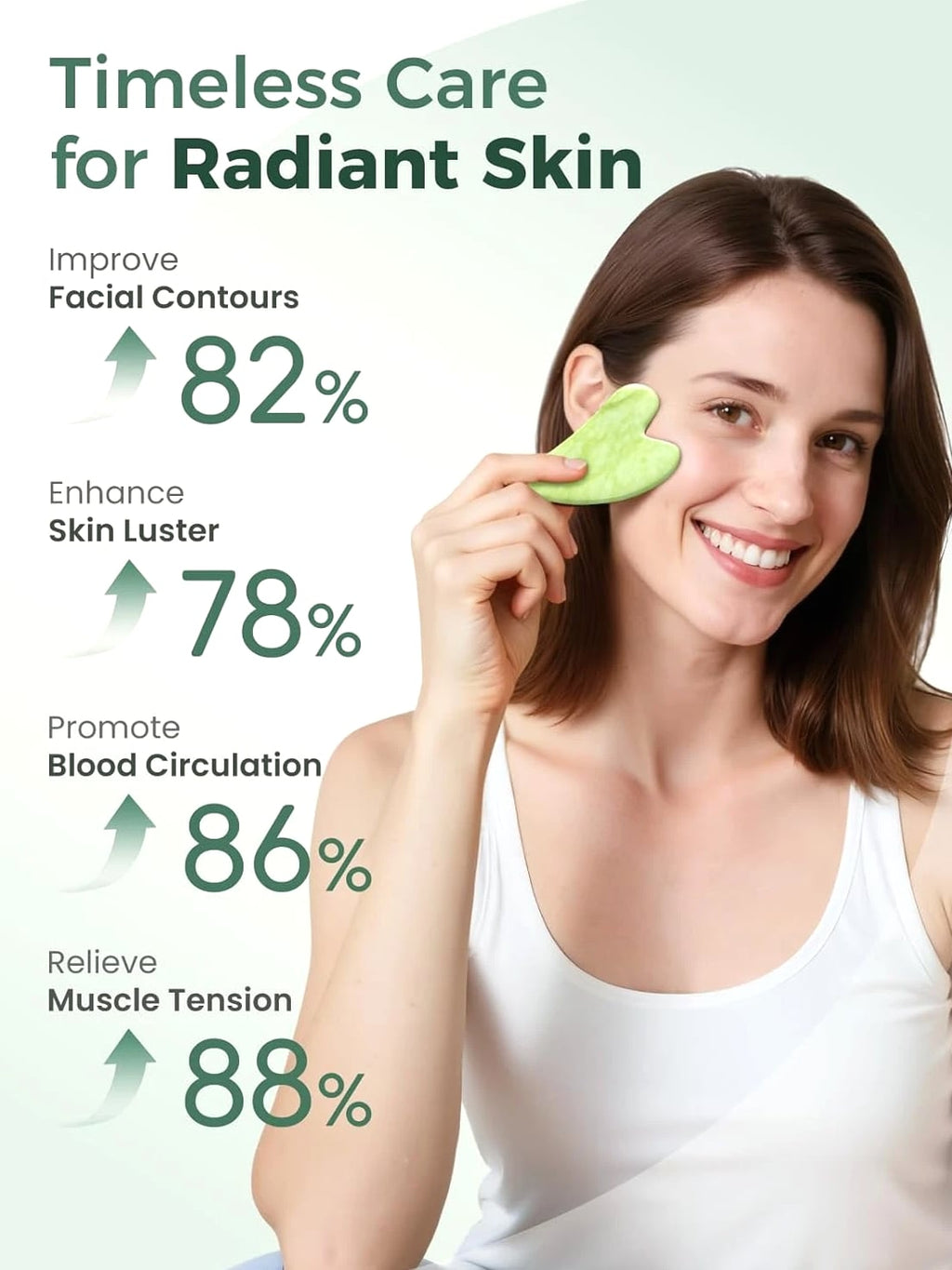 Gua Sha Facial Tools, Natural Jade Stone Guasha Tool for Face, Acupuncture Therapy
