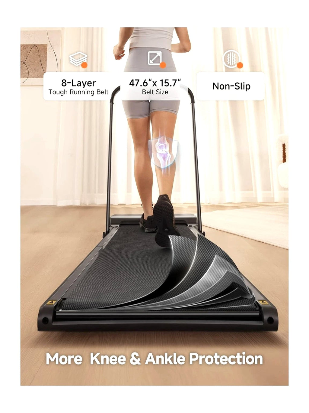 WalkingPad Foldable Walking Pad with Handle Bar, Treadmill for Home Office, Under Desk