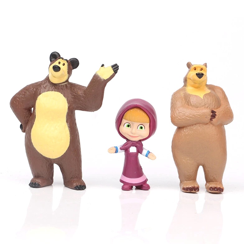 10 PCS Masha and The Bear Action Figures Set Party Toys Dolls Gift Cake Toppers