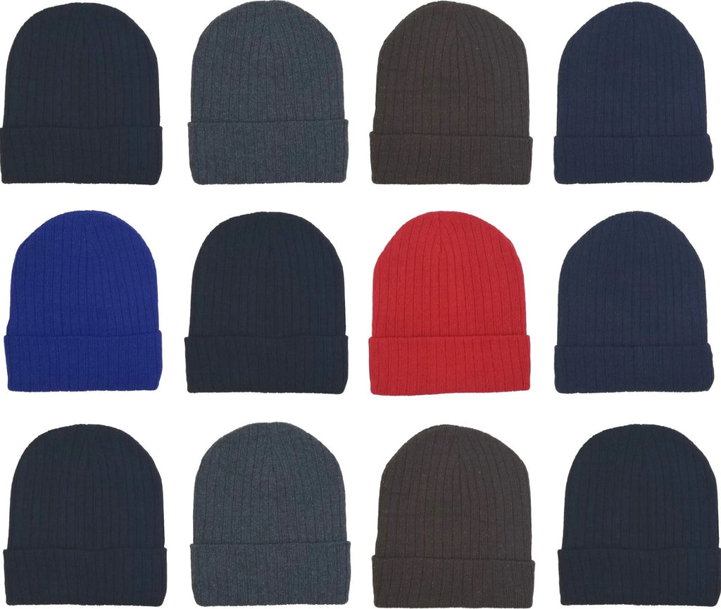Bulk Winter Beanie Hats for Men Women,  Knit Cuffed Skull Cap Toque Toboggans