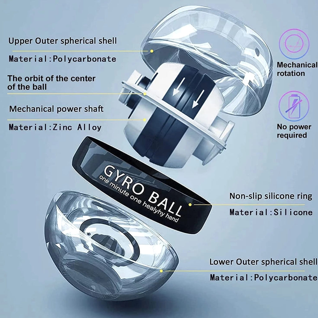 Auto-Start Wrist Power Gyro Ball with LED Lights - Wrist Strengthener