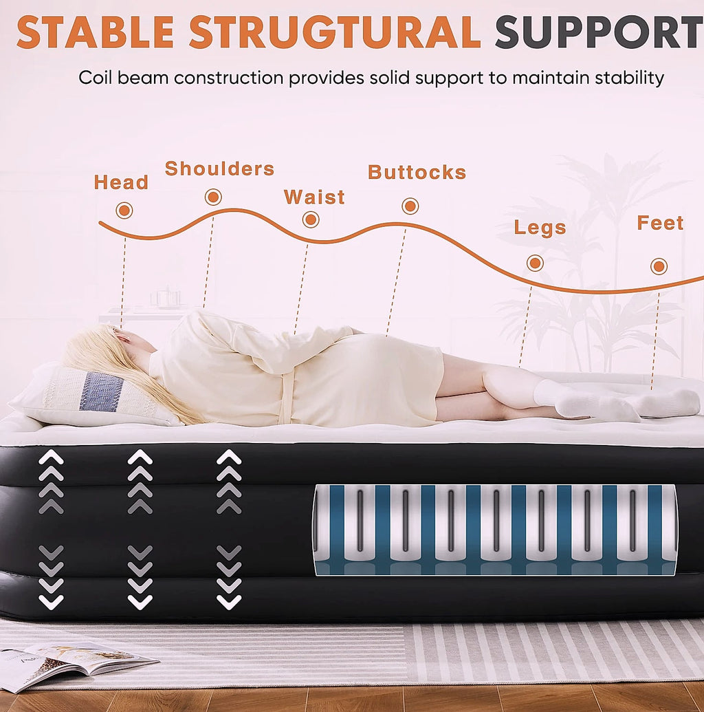 JHK Queen Twin Size Air Mattress Double Height 660 lbs