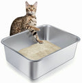 LOPYK Stainless Steel Cat Litter Box, Large 17.7" High-Sided Pan