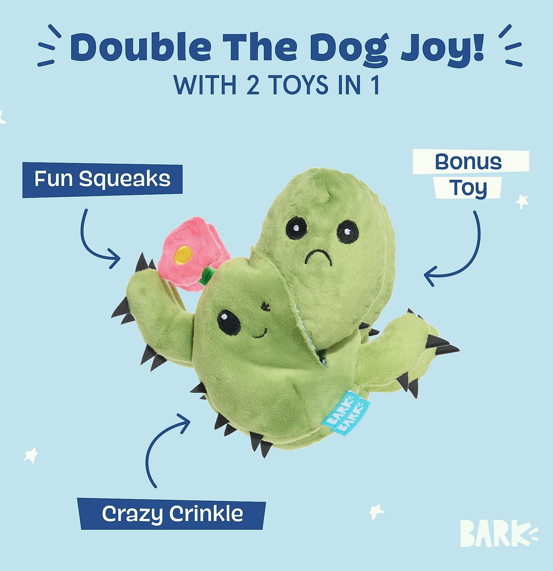 Barkbox Consuela the Cactus 2-in-1 Plush Dog Toy with Squeaker