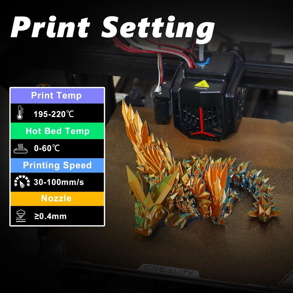 3D PLA Filament 1.75mm Bundle, Tri-Color 3D Printer Filament, Rainbow Silk