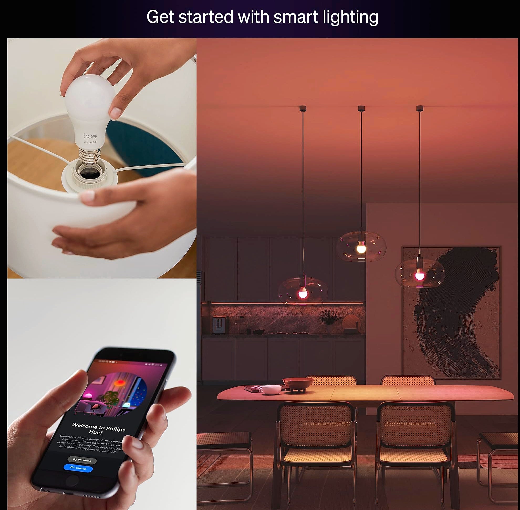 Philips Hue Essential A19 Smart LED Bulb, Color and White