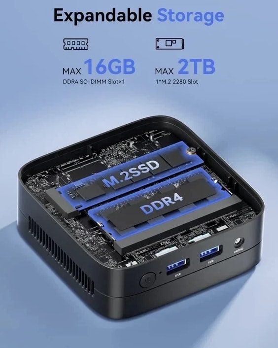 NiPoGi AK1Plus Mini PC Intel N100 16GB RAM 512GB M.2 SSD Windows 11 Pro