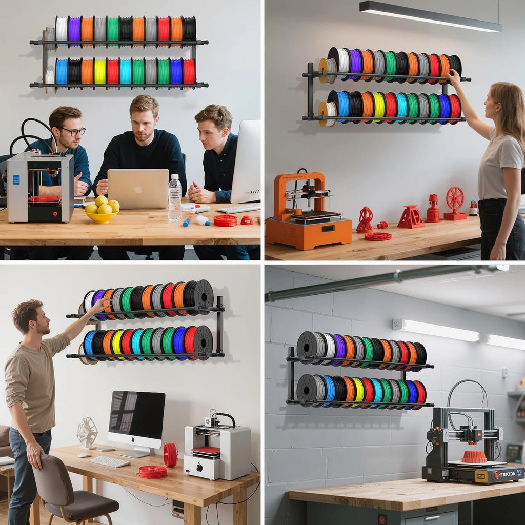 3D Printer Filament Storage Rack Wall Mount, Foldable Heavy Duty Metal Shelvi...