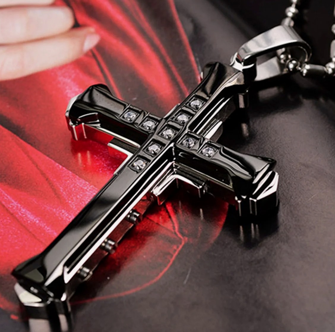 ATMDOG Stainless Steel Cross Necklace Religious Pendant