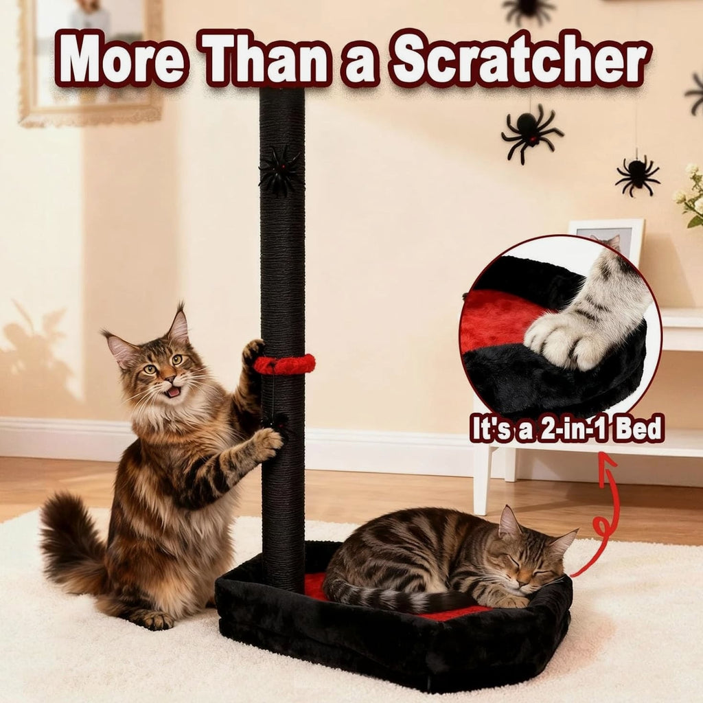 Cat Scratching Post with Cat Bed and 40 PCS Cat Toys, 34" Tall Cat Scratcher