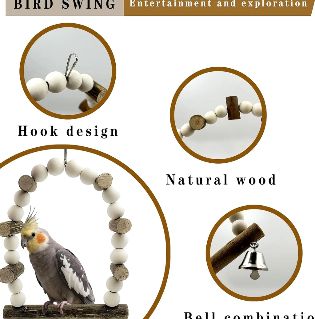 5Pcs Natural Wooden Bird Perch Set – Parrot Perch Toys, Bird Cage Perches, Cage