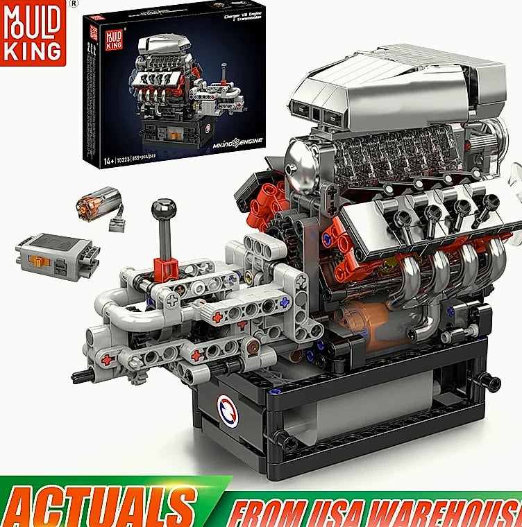 Mould King 10225 V8 Engine Building Block Set with Motor
