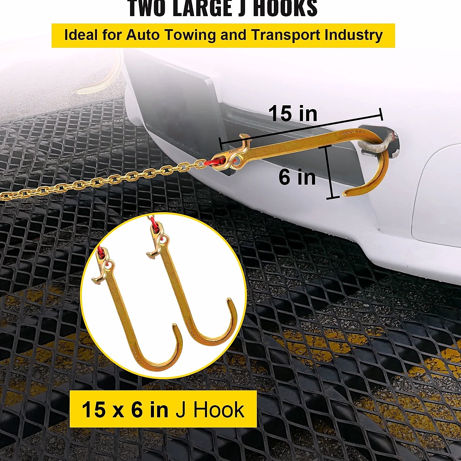 SucceBuy G80 V Bridle Chain 5/16" x 2' Towing Chain with Hooks