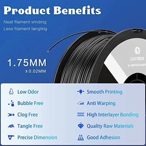 ABS Filament 1.75mm, 3D Printer Material ABS Rapido 1kg Spool (2.2lbs), Black