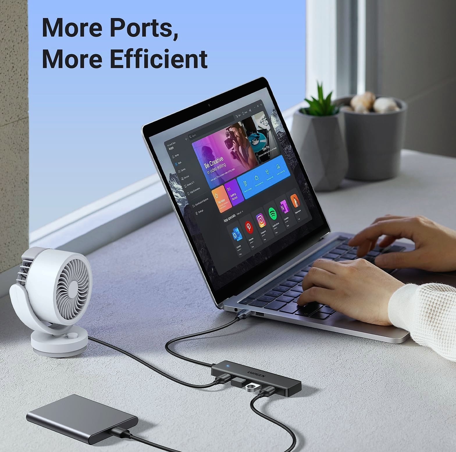 UGREEN USB 3.0 Hub 4 Port USB A Splitter Expansion 0.5FT