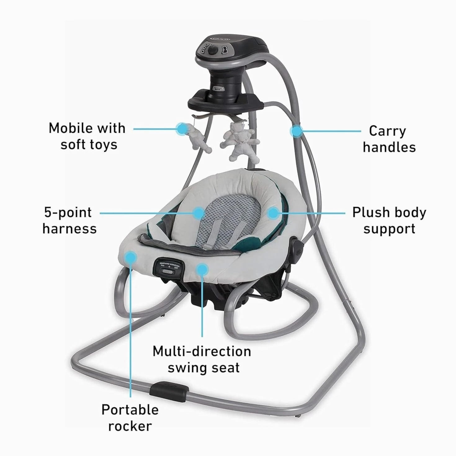 Graco Duetsoothe Swing and Rocker with Removable Swing Seat and 6 Swinging Speed