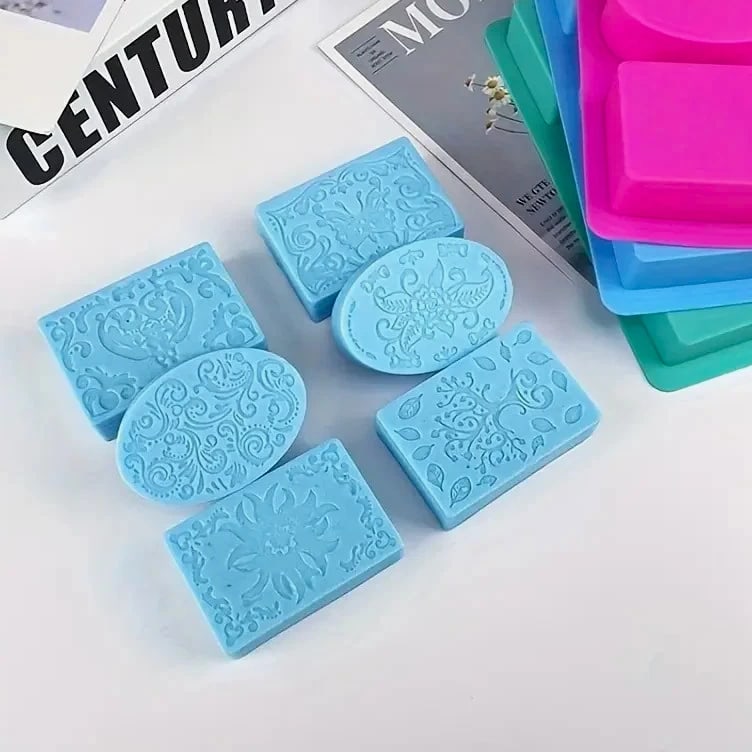 6 Cavity Silicone Lace Flower Soap Bar Mold - Soap Making Supplies