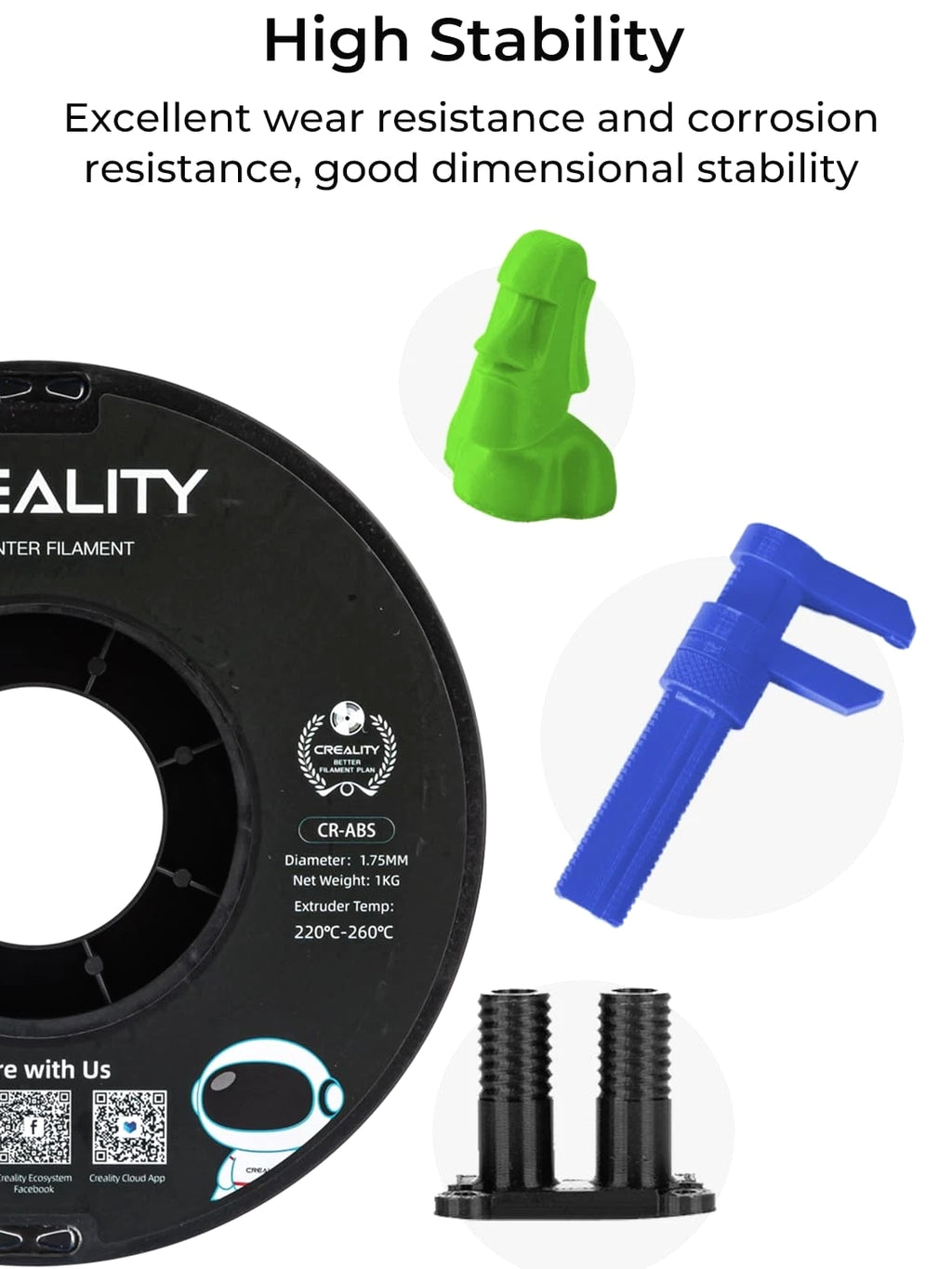 2 kg Black & White ABS Filament 1.75mm, 3D Printer Material Bundle, Excellent...
