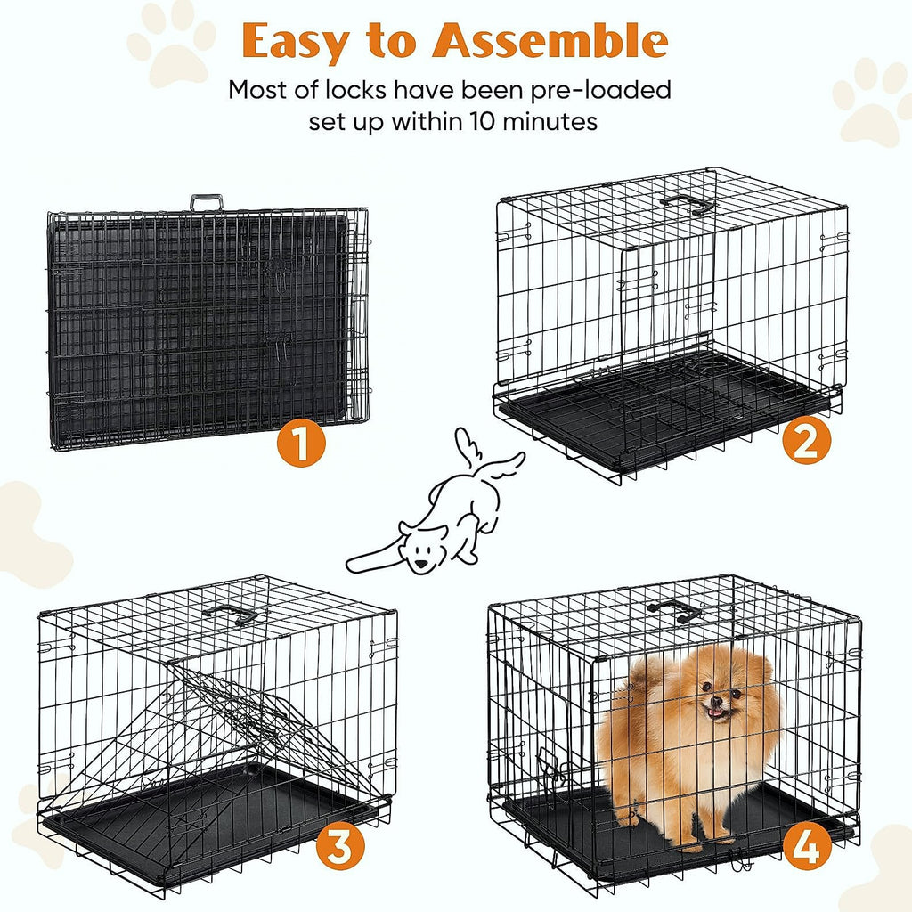 Sweetcrispy 24 Inch Single Door Dog Crate for Small Dogs