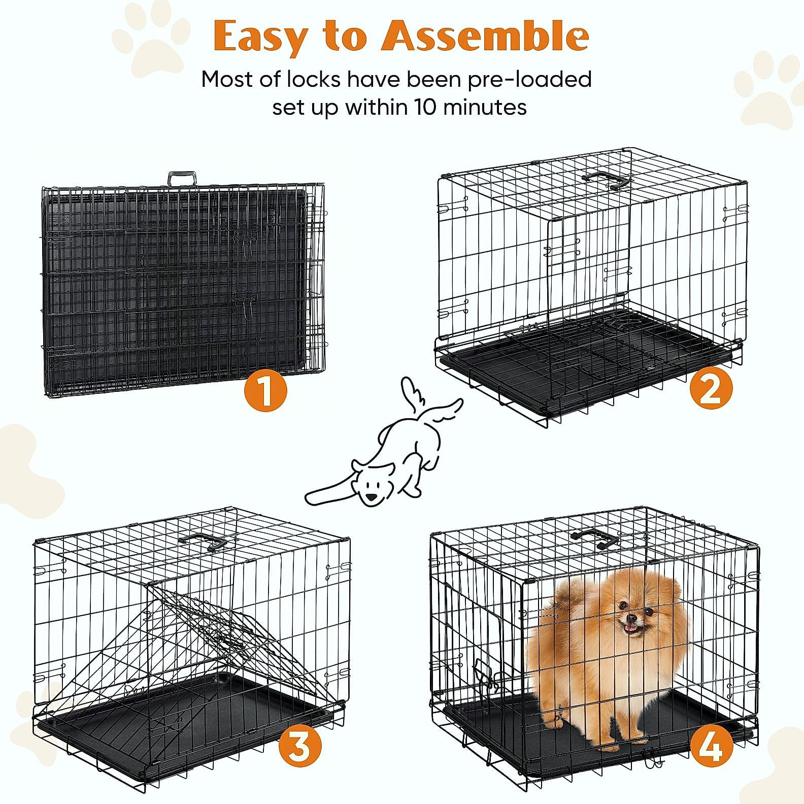 Sweetcrispy 24 Inch Single Door Dog Crate for Small Dogs